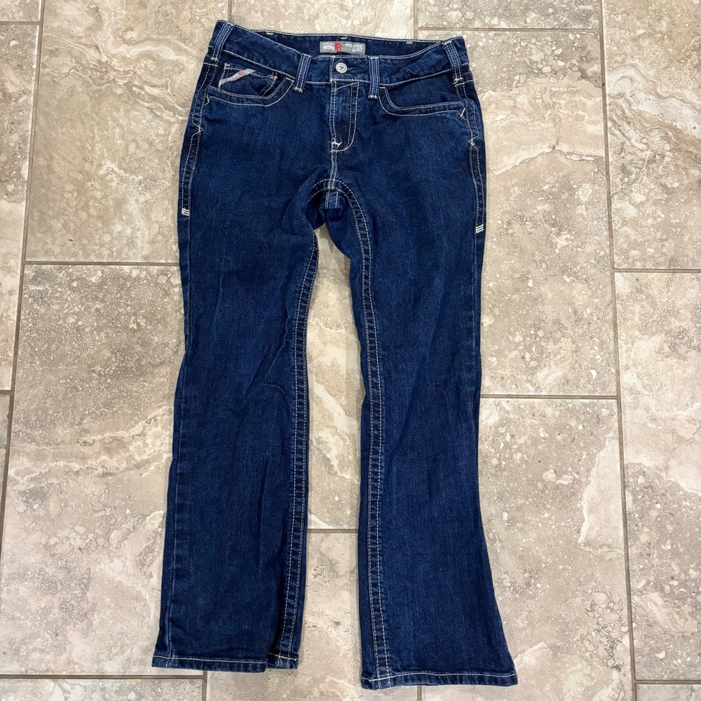 Ariat Women's FR Mid‎ Rise Bootcut Stretch Work Jeans sz 30S
